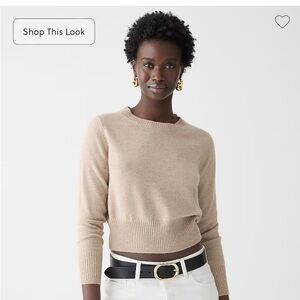 J. Crew Cropped Cashmere Sweater in Heather Stone